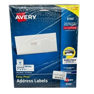 Avery 8160 Address Labels - Inkjet Printers 1x2-5/8 inch - Set of 2 - 1500 Total